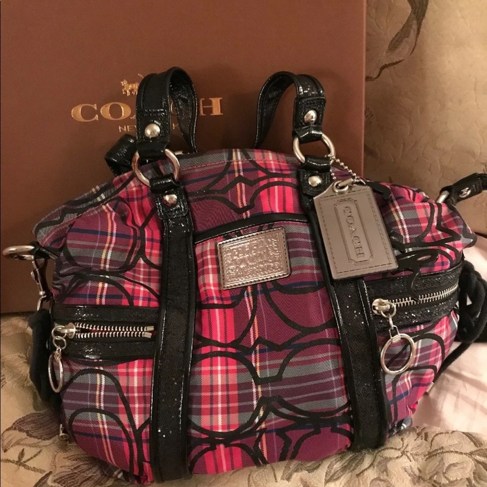 Coach tartan plaid glam purse